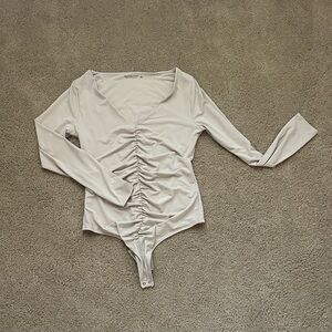 Abercrombie & Fitch Cream Ruched Bodysuit